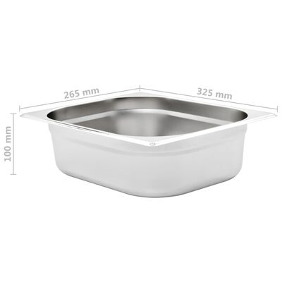 vidaXL Recipientes gastronorm 4 pcs GN 1/2 100 mm aço inoxidável