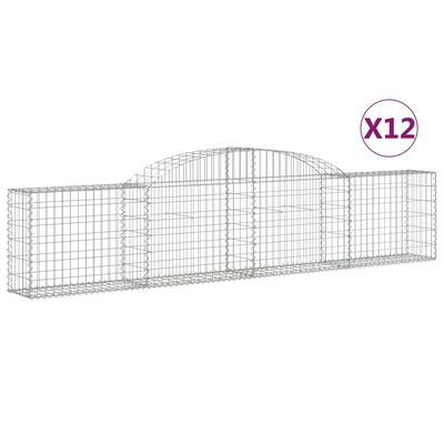 vidaXL Cestos gabião arqueados 12pcs 300x30x60/80 cm ferro galvanizado