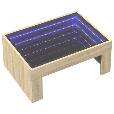 vidaXL Mesa de centro luzes LED Infinity 70x50x30 cm carvalho sonoma