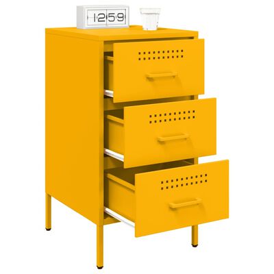 vidaXL Mesa de cabeceira 36x39x68 cm aço amarelo mostarda