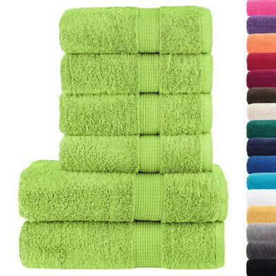 vidaXL 6pcs Conjunto toalhas banho premium SOLUND 600 gsm verde maça