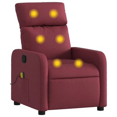 vidaXL Poltrona de massagens reclinável tecido vermelho tinto