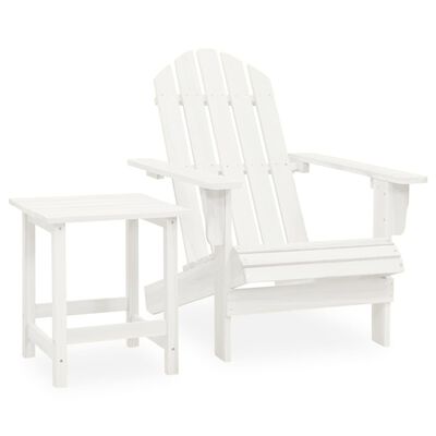 vidaXL Cadeira de jardim Adirondack com mesa madeira de abeto branco