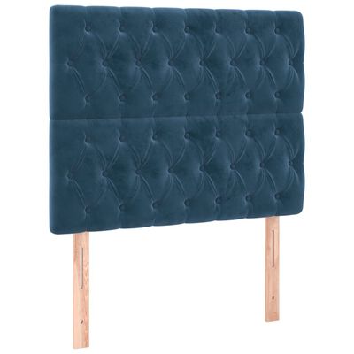 vidaXL Cabeceira de cama 2 pcs veludo 100x7x78/88 cm azul-escuro