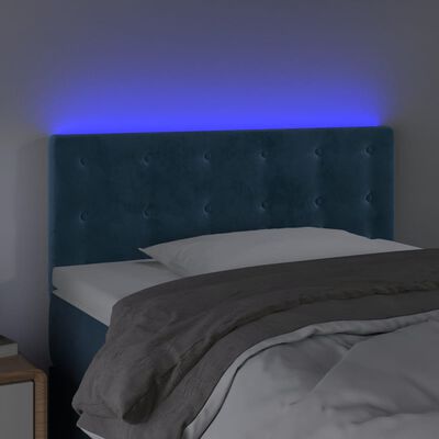 vidaXL Cabeceira de cama c/ luzes LED veludo 80x5x78/88 cm azul-escuro