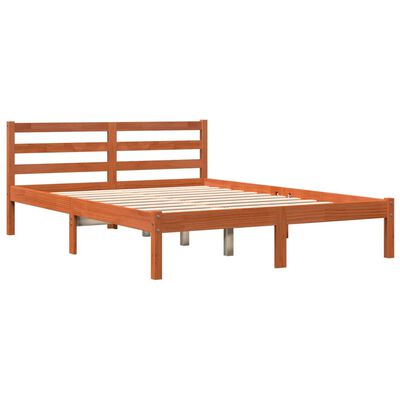 vidaXL Cama sem colchão 135x190 cm madeira pinho maciça castanho-mel