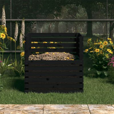 vidaXL Caixote de compostagem 80x80x78cm madeira de pinho maciça preto