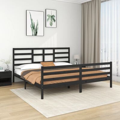 vidaXL Estrutura de cama 200x200 cm madeira maciça preto