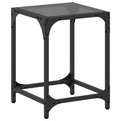 vidaXL Mesa de centro com topo em vidro preto 30x30x40 cm aço