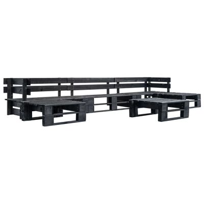 vidaXL Sofás de paletes para jardim 6 pcs madeira preto