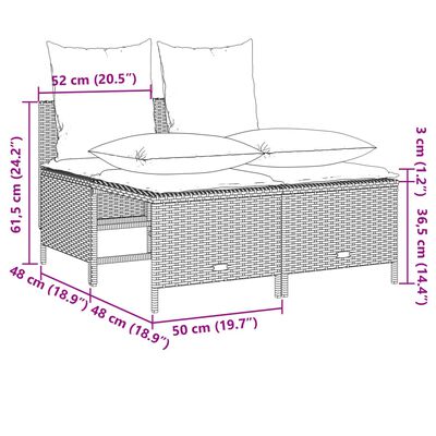 vidaXL 4 pcs conjunto de sofás para jardim c/ almofadões vime PE bege