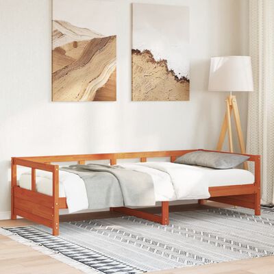 vidaXL Sofá-cama sem colchão 80x200 cm madeira de pinho castanho cera