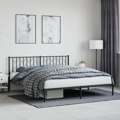 vidaXL Estrutura de cama com cabeceira 183x213 cm metal preto