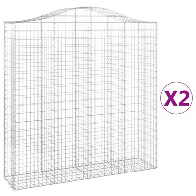 vidaXL Cestos gabião arqueados 2pcs 200x50x200/220cm ferro galvanizado