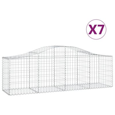 vidaXL Cestos gabião arqueados 7 pcs 200x50x60/80 cm ferro galvanizado