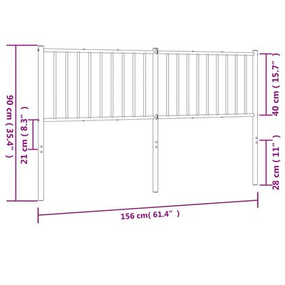 vidaXL Cabeceira de cama 150 cm metal preto