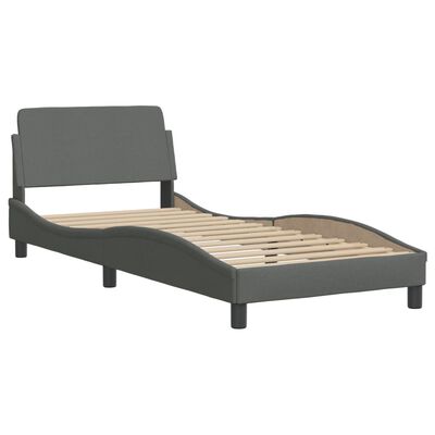 vidaXL Estrutura de cama c/ cabeceira tecido 80x200 cm cinza-escuro