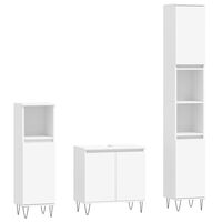 vidaXL 3 pcs conjunto móveis casa de banho madeira processada branco