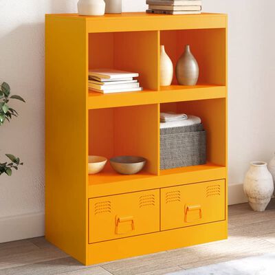 vidaXL Aparador alto 67x39x95 cm aço amarelo mostarda