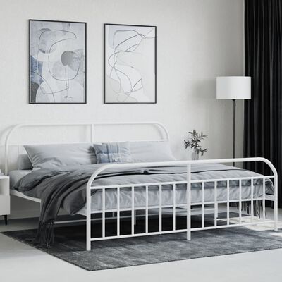 vidaXL Estrutura de cama com cabeceira e pés 200x200 cm metal branco