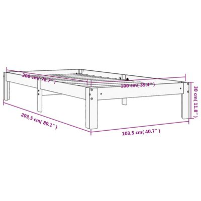 vidaXL Cama sem colchão 100x200 cm pinho maciço castanho-mel