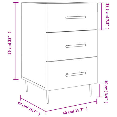 vidaXL Mesa de cabeceira 40x40x66 cm derivados madeira carvalho sonoma