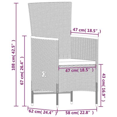 vidaXL 7 pcs conjunto de jantar para jardim com almofadões preto