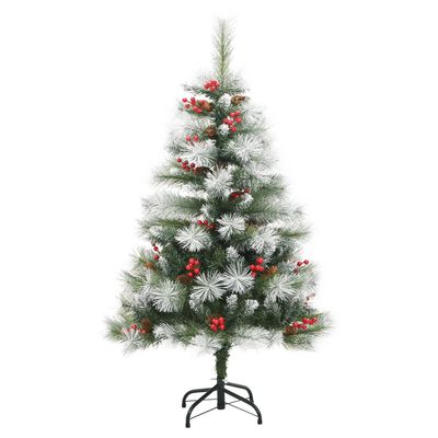 vidaXL Árvore de Natal artificial articulada c/ pinhas e bagas 120 cm