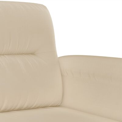 vidaXL 3 pcs conjunto sofás c/ almofadas tecido microfibra cor creme