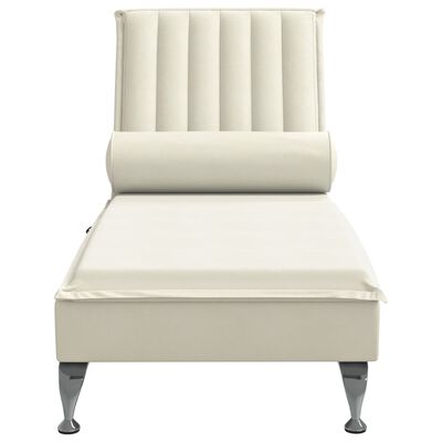 vidaXL Chaise lounge de massagem com rolo veludo creme