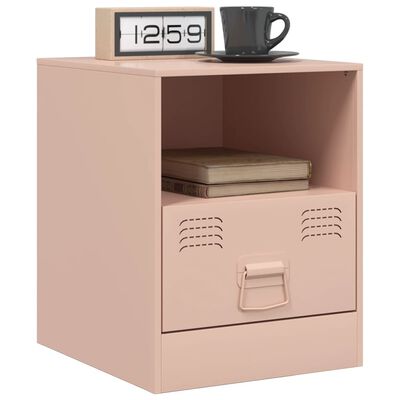 vidaXL Mesa de cabeceira 34,5x39x44 cm aço rosa