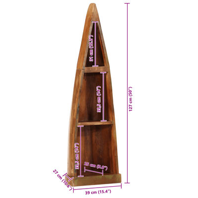 vidaXL Armário em forma de barco 39x27x127cm madeira recuperada maciça