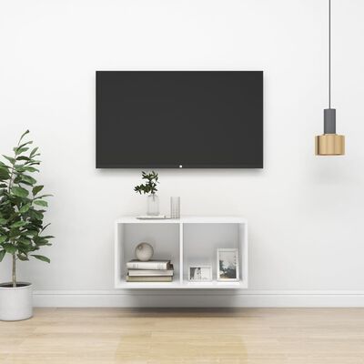 vidaXL Armário de parede para TV 37x37x72 cm derivados madeira branco