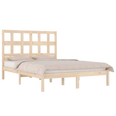 vidaXL Estrutura de cama casal 135x190 cm pinho maciço