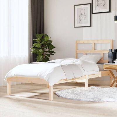 vidaXL Estrutura de cama pequena solteiro 75x190 cm madeira maciça