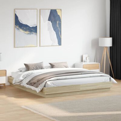 vidaXL Estrutura de cama com luzes LED 180x200 cm carvalho sonoma