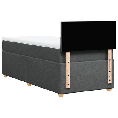 vidaXL Cama box spring com colchão solteiro tecido cinzento-escuro