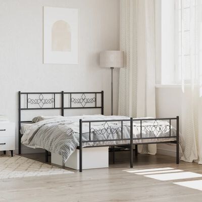 vidaXL Estrutura de cama com cabeceira e pés 135x190 cm metal preto