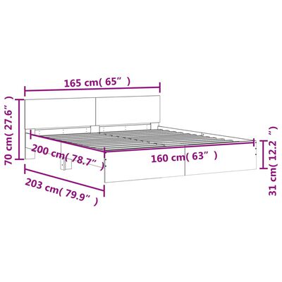 vidaXL Estrutura de cama com cabeceira 160x200 cm branco