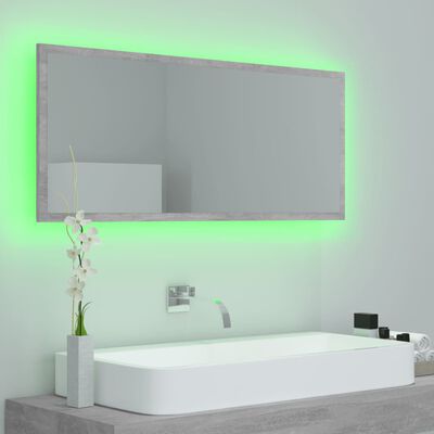 vidaXL Espelho casa de banho c/LED 100x8,5x37cm acrílico cinza cimento