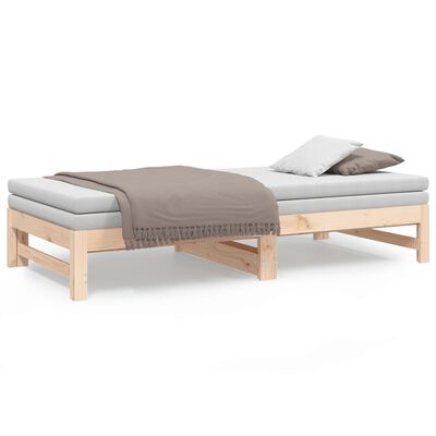 vidaXL Sofá-cama de puxar 2x(75x190) cm madeira de pinho maciça