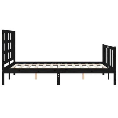 vidaXL Estrutura de cama com cabeceira 160x200 cm madeira maciça preto