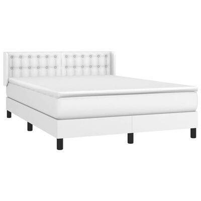 vidaXL Cama com molas/colchão 140x200 cm couro artificial branco