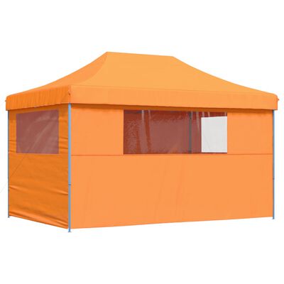 vidaXL Tenda para festas pop-up dobrável c/ 4 paredes laterais laranja