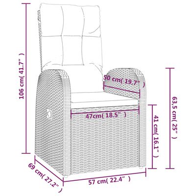 vidaXL 3 pcs conjunto lounge de jardim vime PE e aço preto