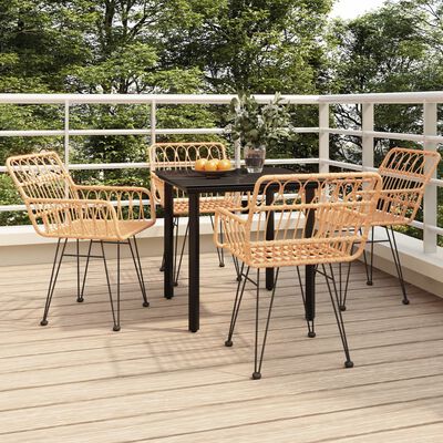 vidaXL 5 pcs conjunto de jantar p/ jardim vime PE