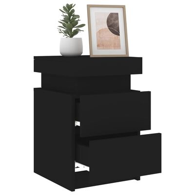 vidaXL Mesa de cabeceira com luzes LED 35x39x55 cm preto