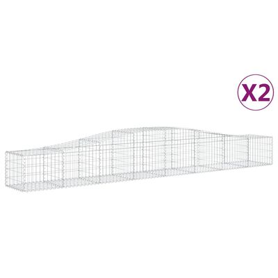 vidaXL Cestos gabião arqueados 2 pcs 400x50x40/60 cm ferro galvanizado