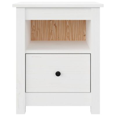 vidaXL Mesa de cabeceira 40x35x49 cm madeira de pinho maciça branco