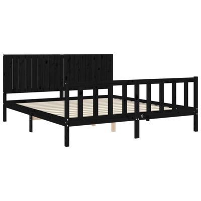 vidaXL Estrutura cama Super King Size c/cabeceira madeira maciça preto